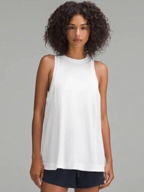 NWT lululemon Long Cotton Crewneck Tank Top White XS Pima Cotton